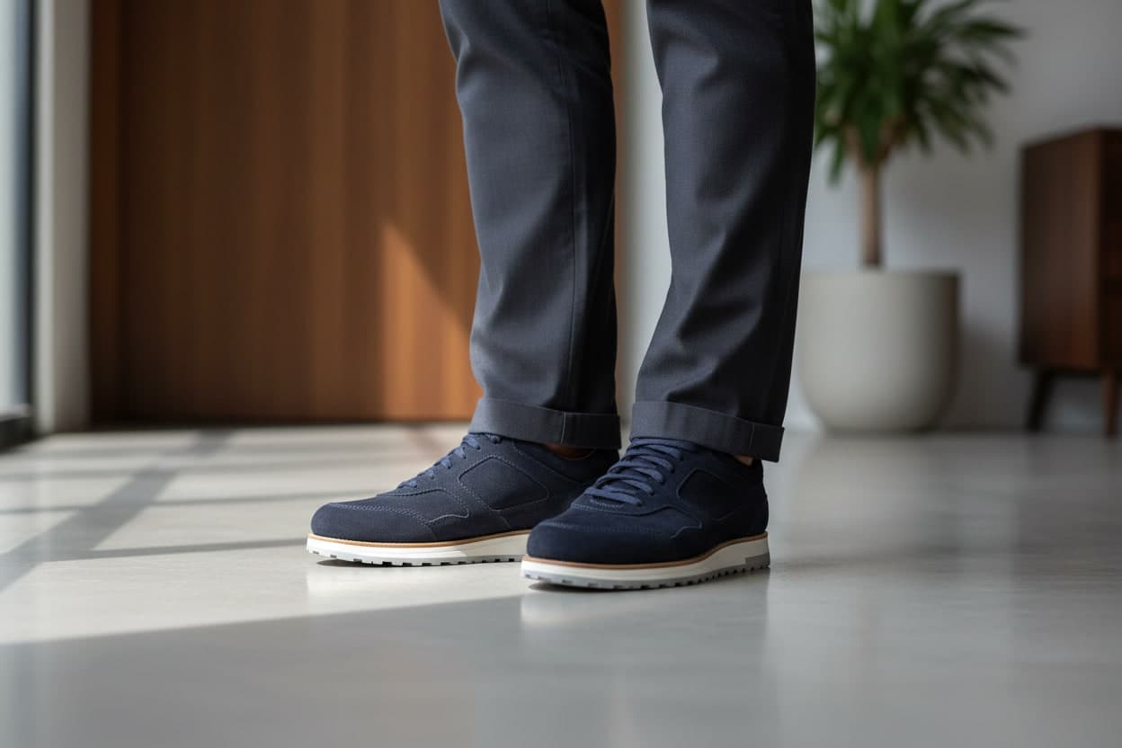 Scarpa Uomo Santoni - Sneacker scamosciata blu navy suola gomma bianca in Sneaker casual Couture - Sestu, commercioVirtuoso.it