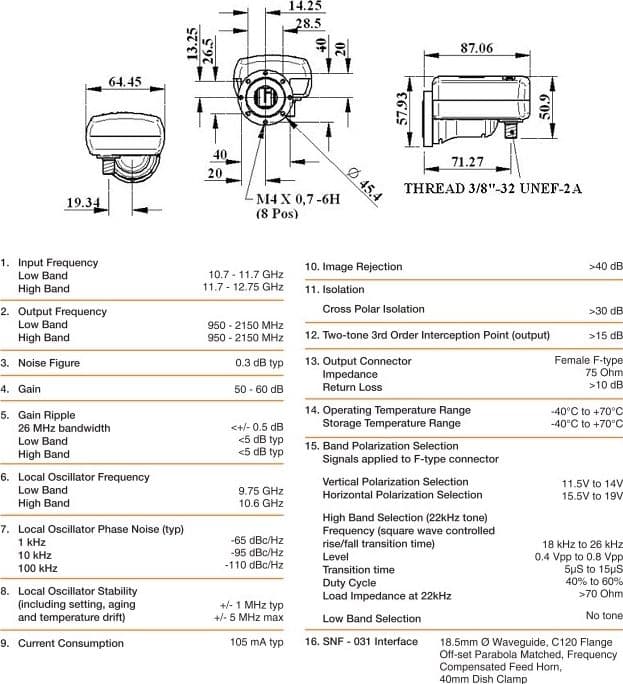 LNB Single 0,3dB per parabole Primo Fuoco e Offset INVACOM SNF-031 in LNB DFP Elettronica Store - Scafati, commercioVirtuoso.it