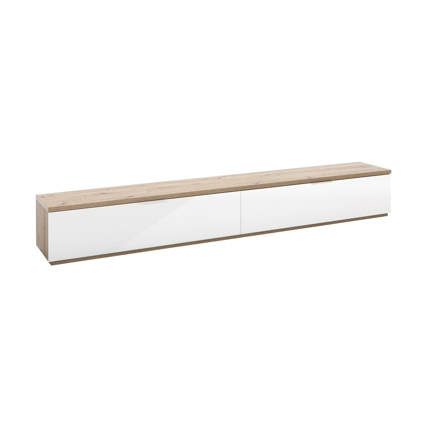 Parete attrezzata per soggiorno porta TV con ripiani ed ante Rovere e Bianco 270 cm in Pareti attrezzate Decor Space - Altamura, commercioVirtuoso.it