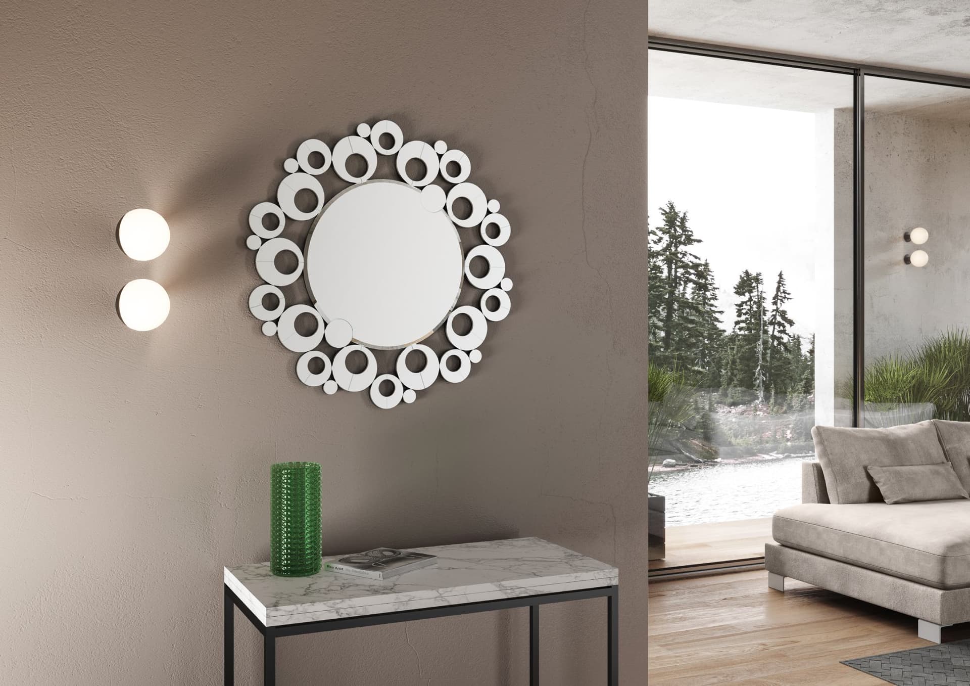 Specchio "Torino" da parete, circolare, per bagni e camere da letto in Specchi da parete Decor Space - Altamura, commercioVirtuoso.it