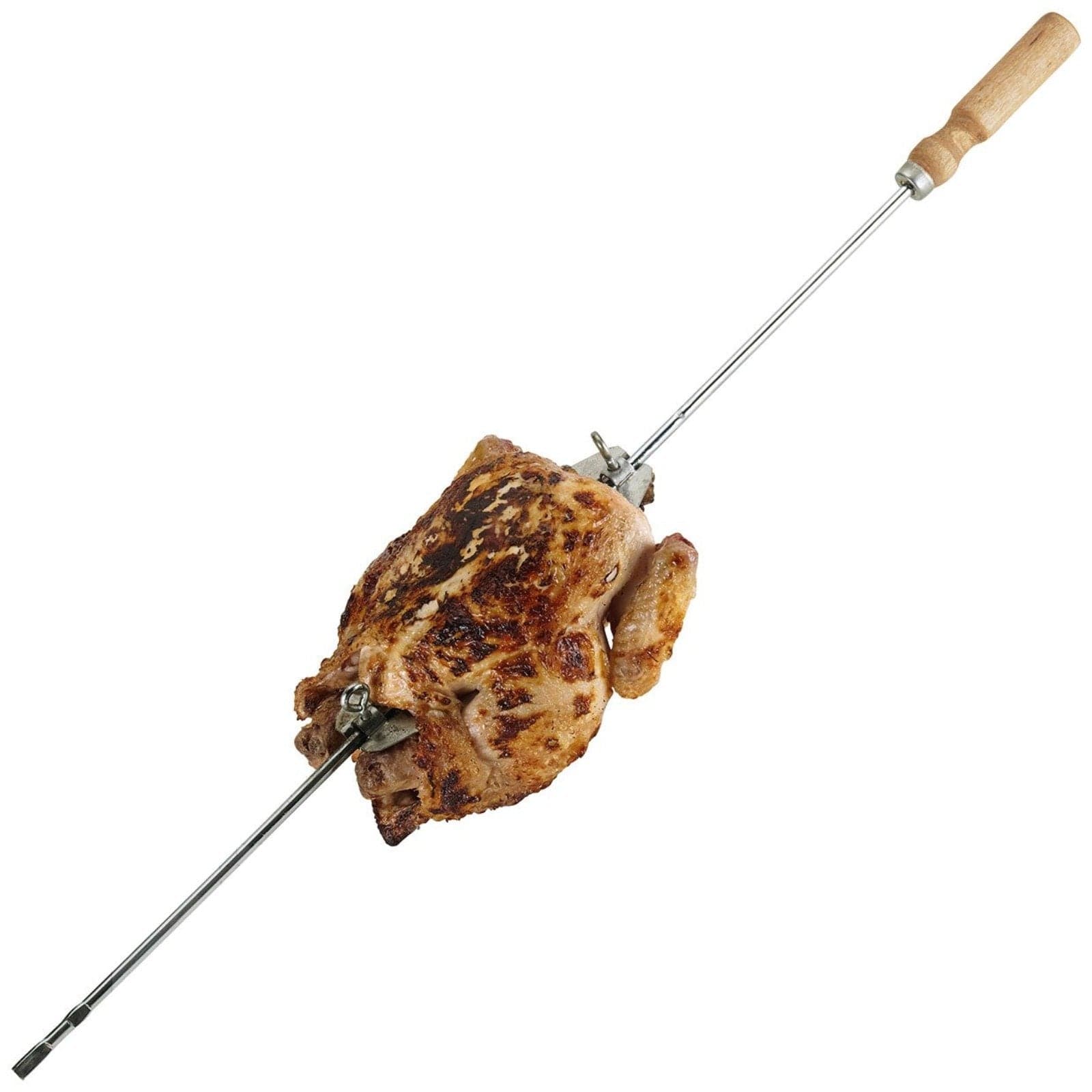 Spiedo per barbeque e griglie con forchette in acciaio cromato per bloccare la carne in Griglie per arrostire La Zappa - Altamura, commercioVirtuoso.it