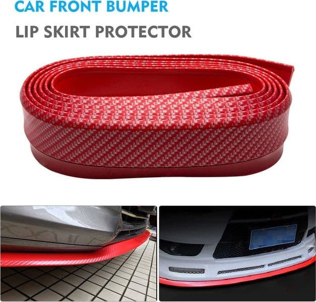 SPOILER SAMURAI ADESIVO PARAFANGO LABBRO UNIVERSALE PROTEZIONE GOMMA TUNING RACING CARBONIO ROSSO 2,5MT