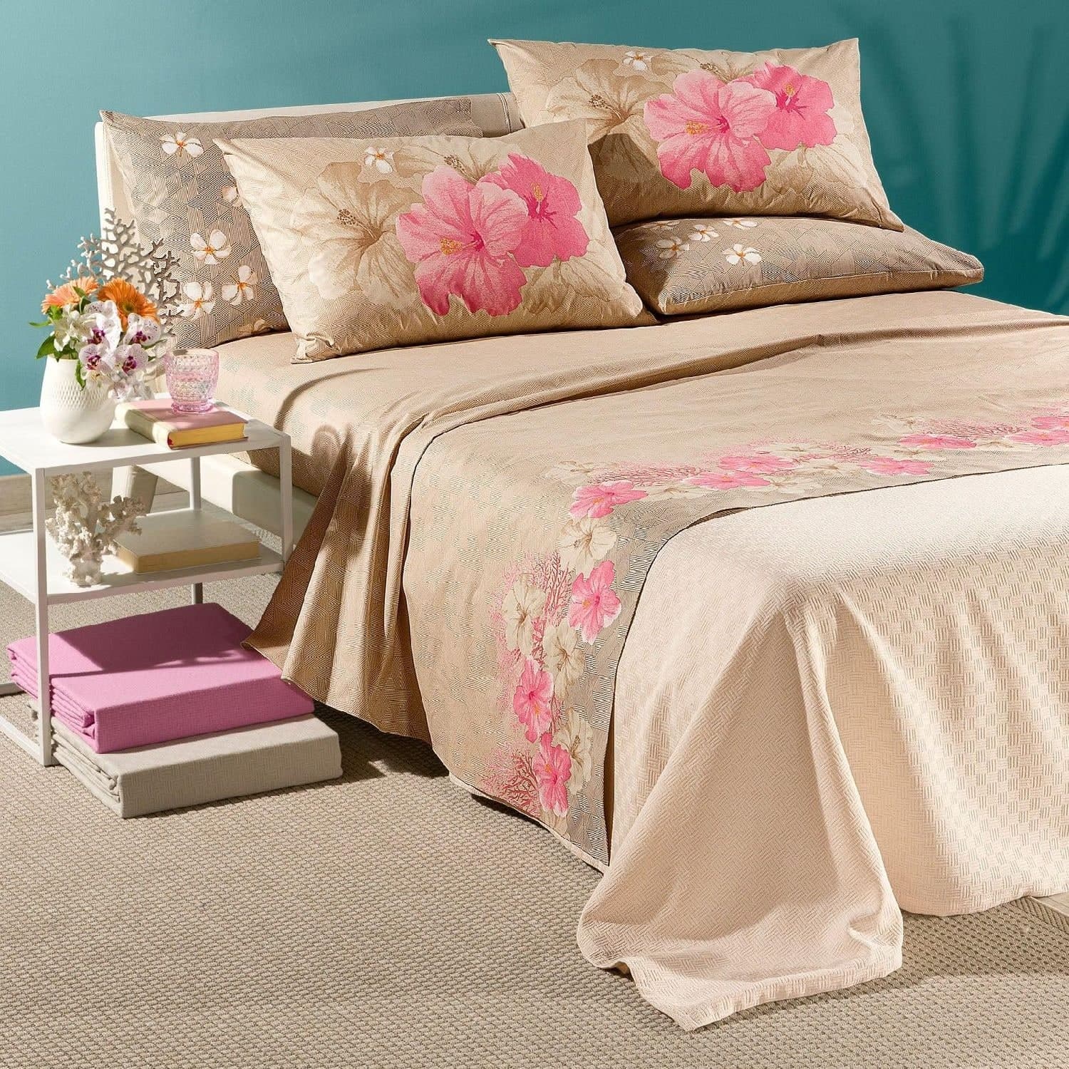 Completo lenzuola matrimoniale Caleffi art.Polinesia colore rosa in Set di lenzuola e federe Biancheria Arredo Home - Nola, commercioVirtuoso.it
