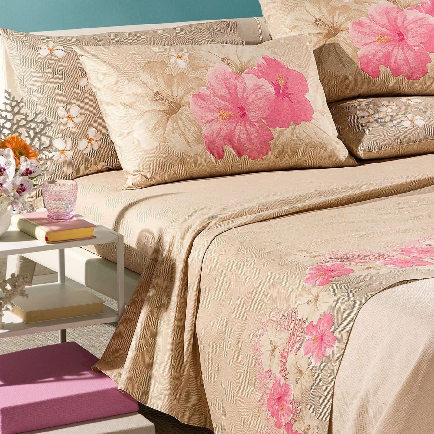 Completo lenzuola matrimoniale Caleffi art.Polinesia colore rosa in Set di lenzuola e federe Biancheria Arredo Home - Nola, commercioVirtuoso.it