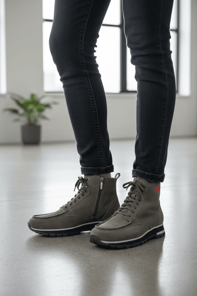 Scarpa Uomo Santoni - Scarponcino scamosciato colore Grigio Made in Italy in Stivali Couture - Sestu, commercioVirtuoso.it