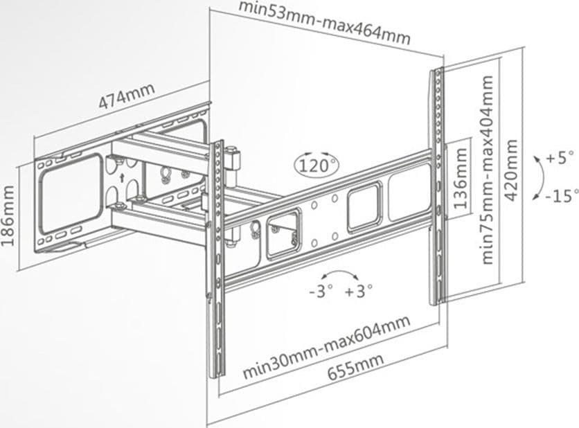 Supporto TV 37-70 Full Motion Extra Slim SUPERIOR in Supporti da parete e da soffitto DFP Elettronica Store - Scafati, commercioVirtuoso.it