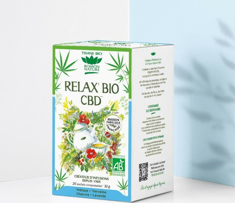Tisana Bio Anti Stress Romon nature con : Melissa, Verbena, Lavanda, Canapa RELAX BIO CBD