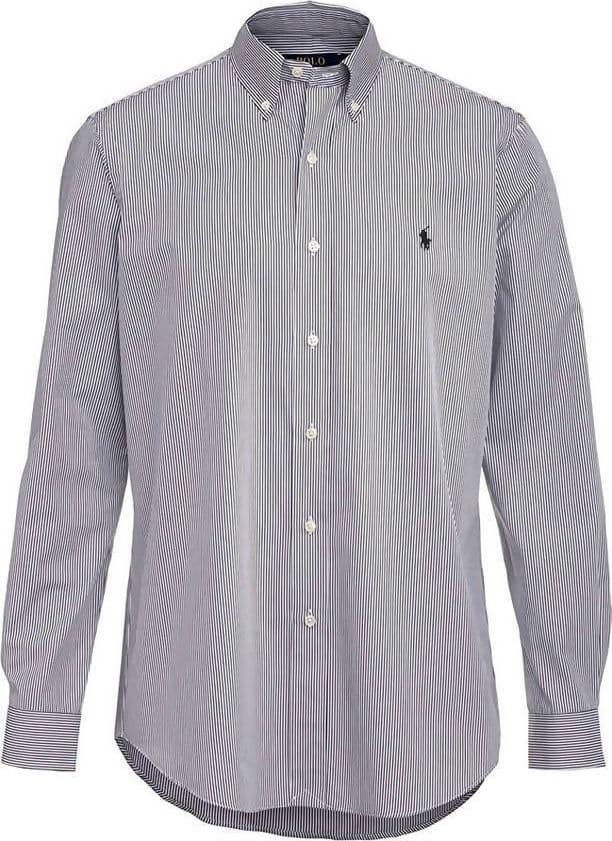 Camicia Ralph Lauren Uomo a righe Black/White Colletto Button Down con Maniche lunghe e Logo Ricamato in Camicie casual Euforia - Bronte, commercioVirtuoso.it