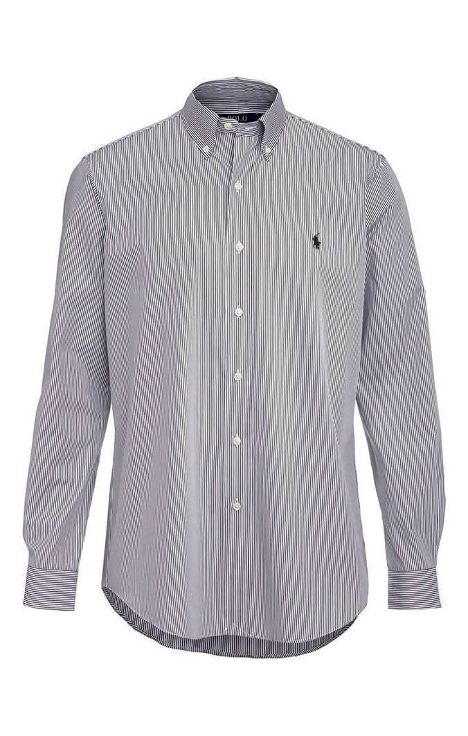 Camicia Ralph Lauren Uomo a righe Black/White Colletto Button Down con Maniche lunghe e Logo Ricamato in Camicie casual Euforia - Bronte, commercioVirtuoso.it
