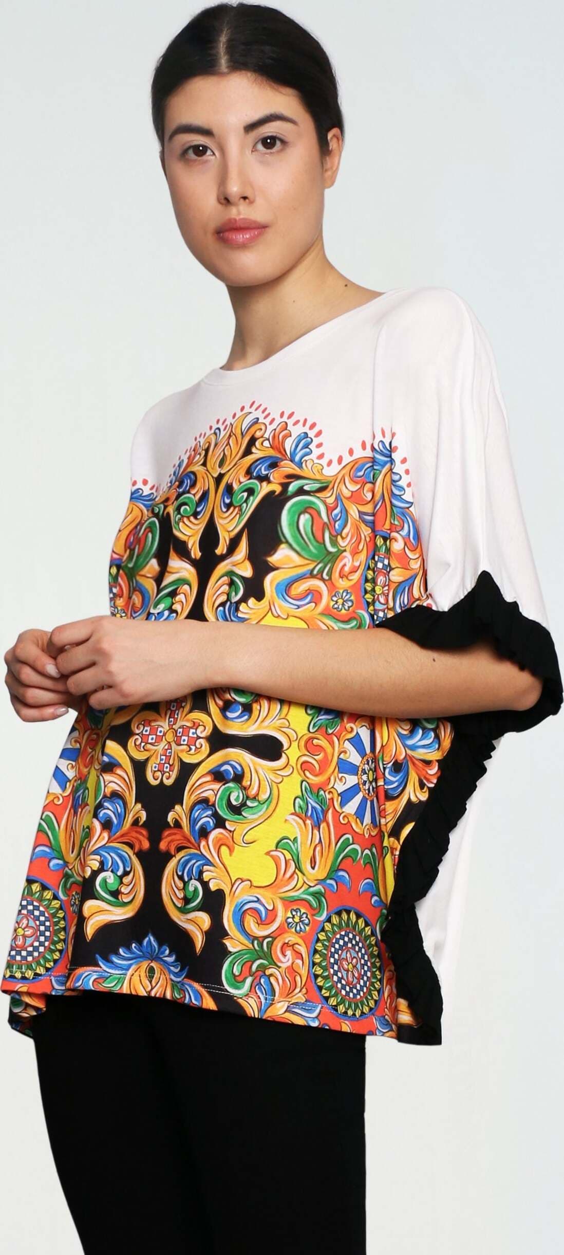 T-shirt rouche barocco