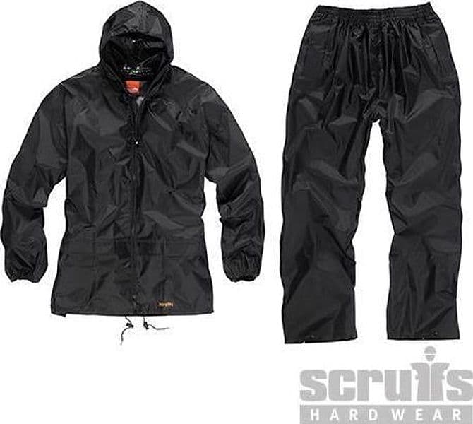 Tuta impermeabile alta visibilità Scruffs di colore giallo o nero anti pioggia con cappuccio regolabile – Scruffs Hardwear