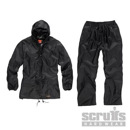 Tuta impermeabile alta visibilità Scruffs di colore giallo o nero anti pioggia con cappuccio regolabile - 15