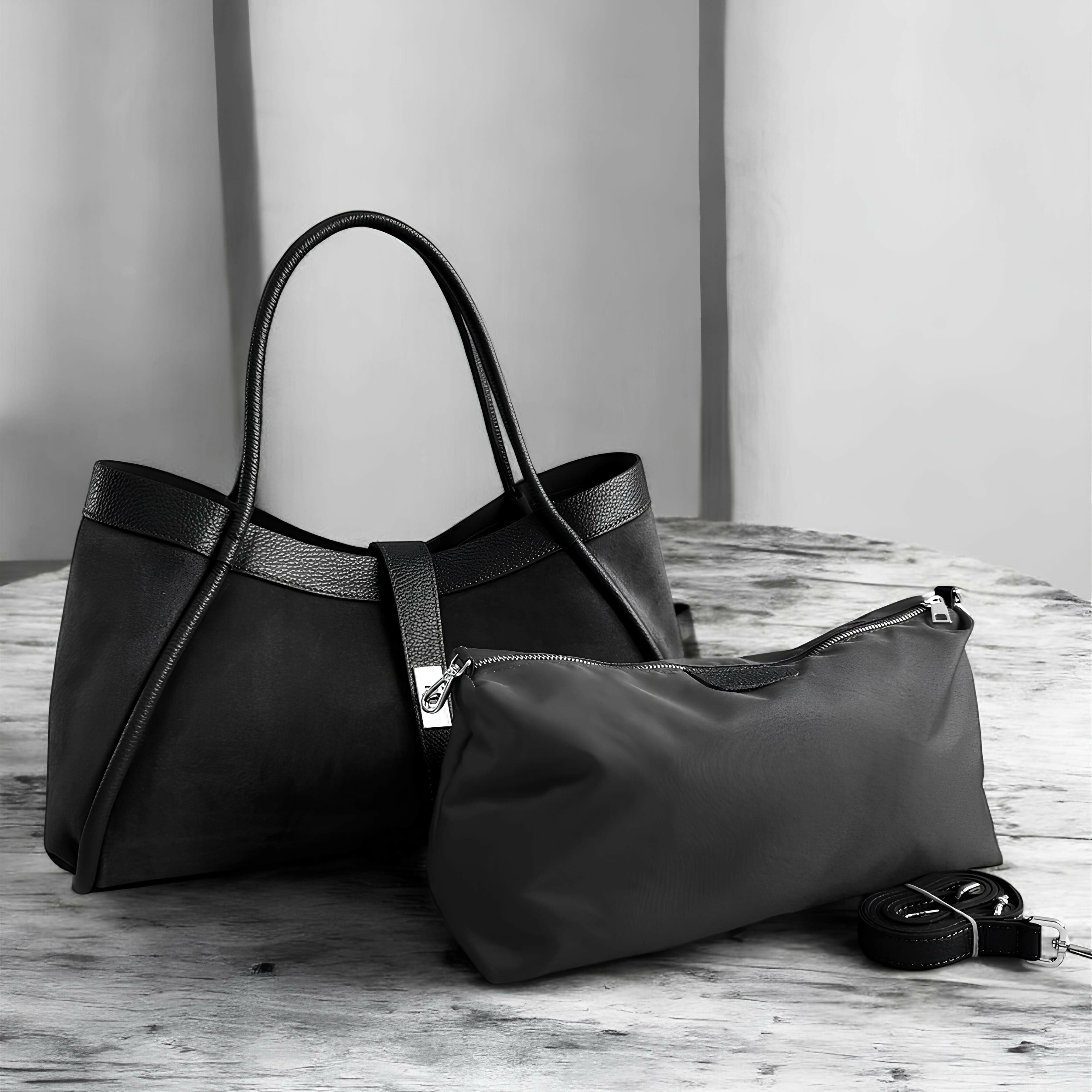 DOPPIASE Borsa in Vera Pelle Scamosciato con rifiniture in togo Made in Italy 45x25x20cm in Borse Tote Nanabags - Sesto Fiorentino, commercioVirtuoso.it
