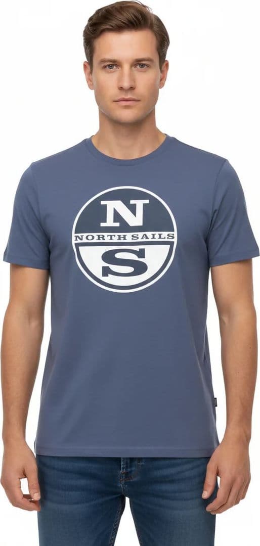 Maglietta North&Sails uomo estiva con logo frontale grande, 100% cotone, manica corta girocollo in T-shirt Loweconomy - Marineo, commercioVirtuoso.it