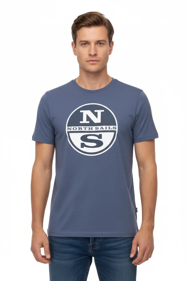 Maglietta North&Sails uomo estiva con logo frontale grande, 100% cotone, manica corta girocollo in T-shirt Loweconomy - Marineo, commercioVirtuoso.it