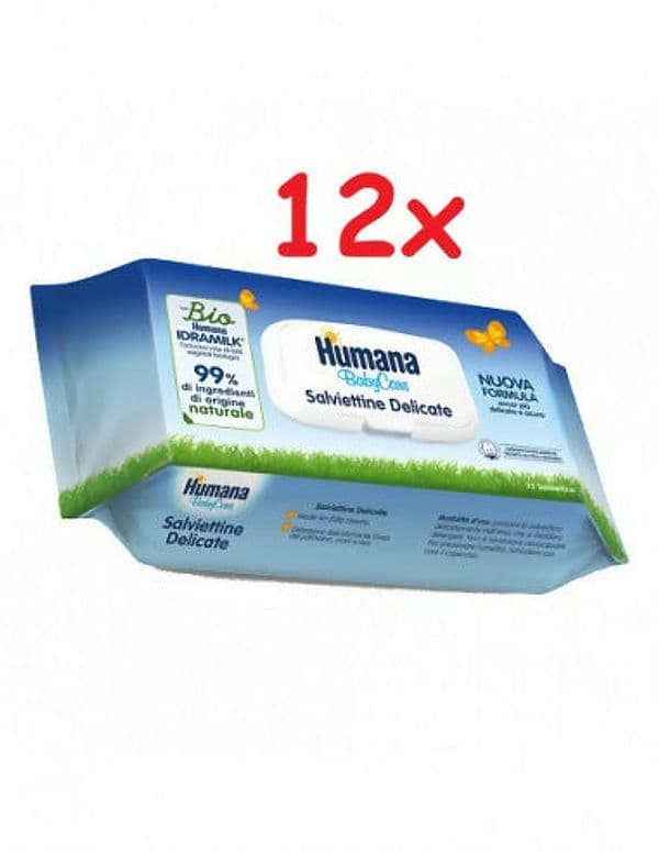 HUMANA Baby Care Salviettine Delicate Detergenti IdraMilk - ultra soffici - morbido tessuto - 12 pacchi da 72 salviettine - 864 salviettine in Salviette detergenti Sanitaria Gioia del Bimbo - Villa San Giovanni, commercioVirtuoso.it