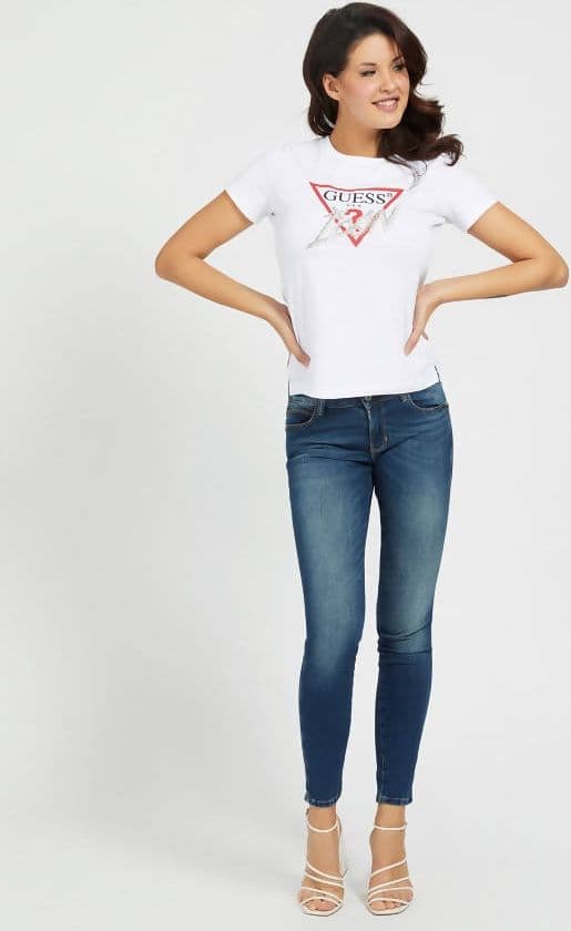 Guess Jeans Donna Slim In Cotone Stretch A Vita Bassa Jeans Con Fondo Stretto Modello A 5 Tasche Con Chiusura A Cerniera in Jeans Euforia - Bronte, commercioVirtuoso.it