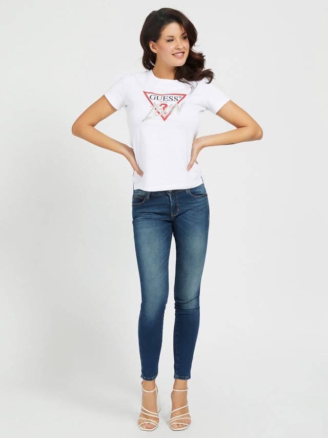 Guess Jeans Donna Slim In Cotone Stretch A Vita Bassa Jeans Con Fondo Stretto Modello A 5 Tasche Con Chiusura A Cerniera in Jeans Euforia - Bronte, commercioVirtuoso.it