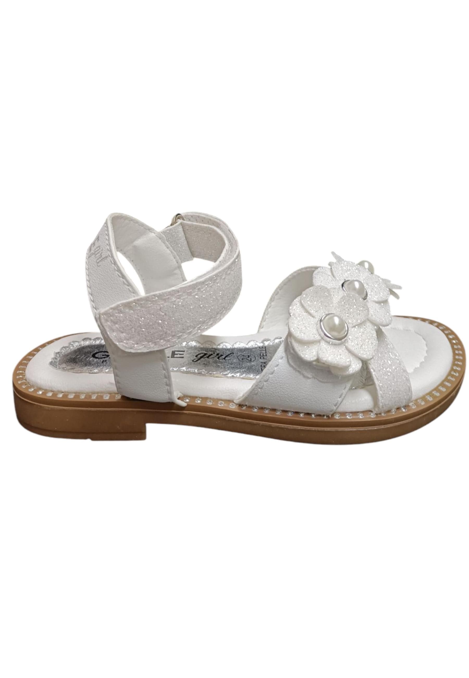 Sandali bambina Gaelle Queen bianco pelle glitter - 6