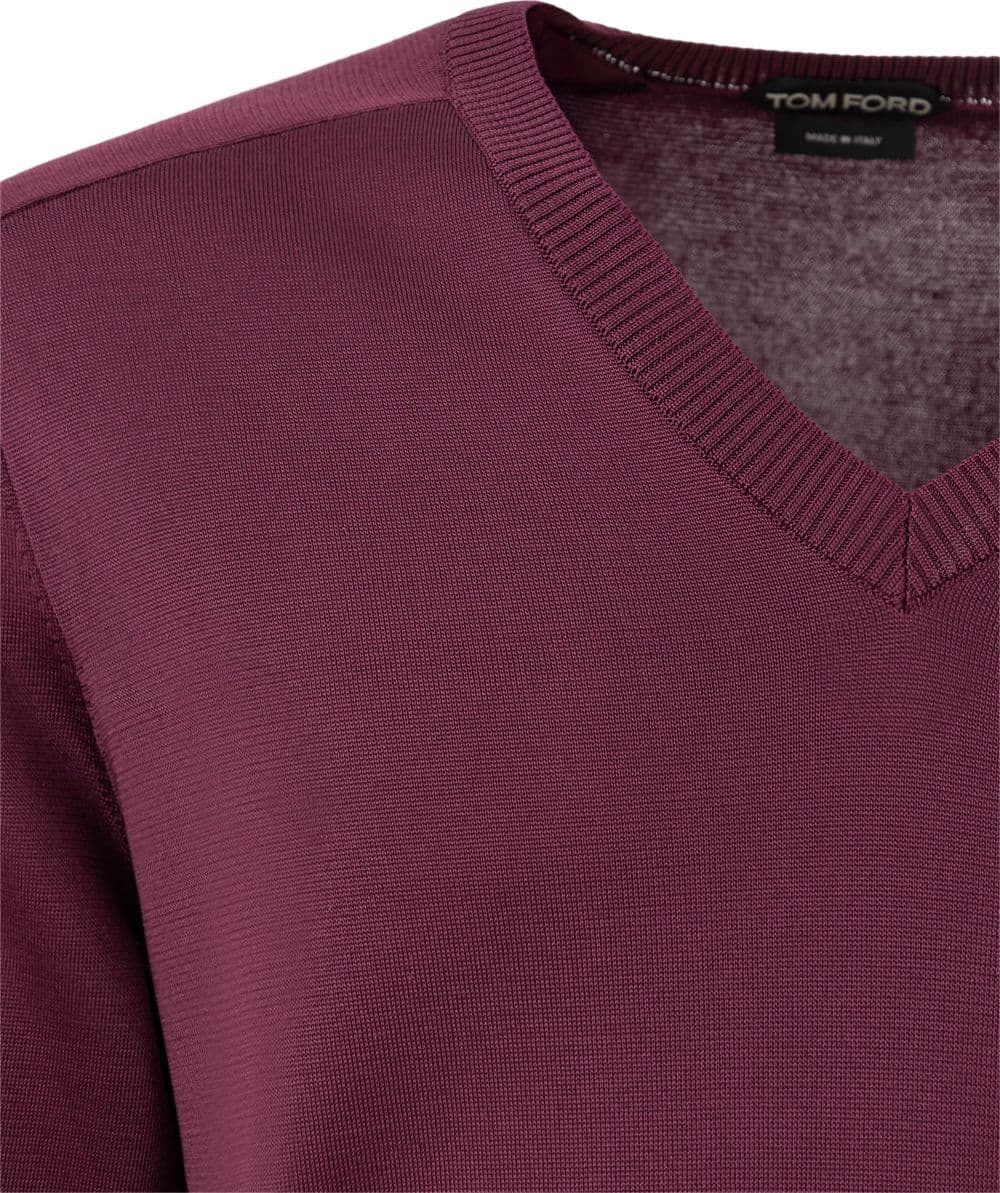 Tom Ford Maglione V-Neck in Seta Viola da uomo in Maglioni Drestige - Casamassima, commercioVirtuoso.it