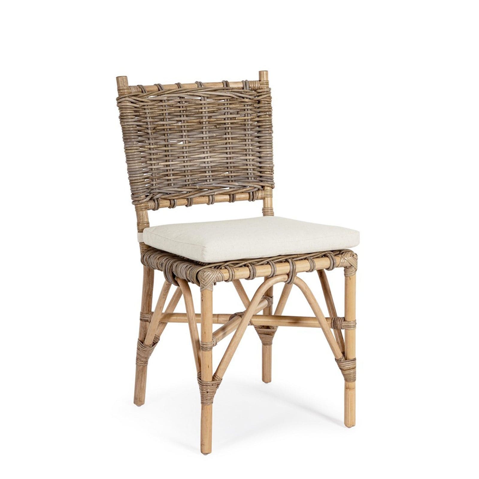 Sedia con cuscino "Tarifa" struttura in rattan, intreccio in kubu per esterno - 10