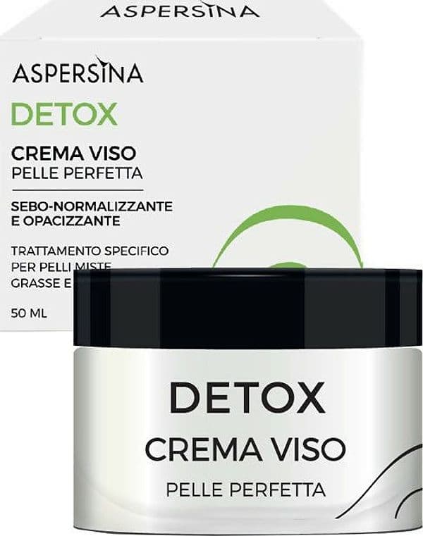 Aspersina detox crema viso pelle perfetta con bava di lumaca 50ml sebo-normalizzante e opacizzante trattamento per pelli miste, grasse e impure