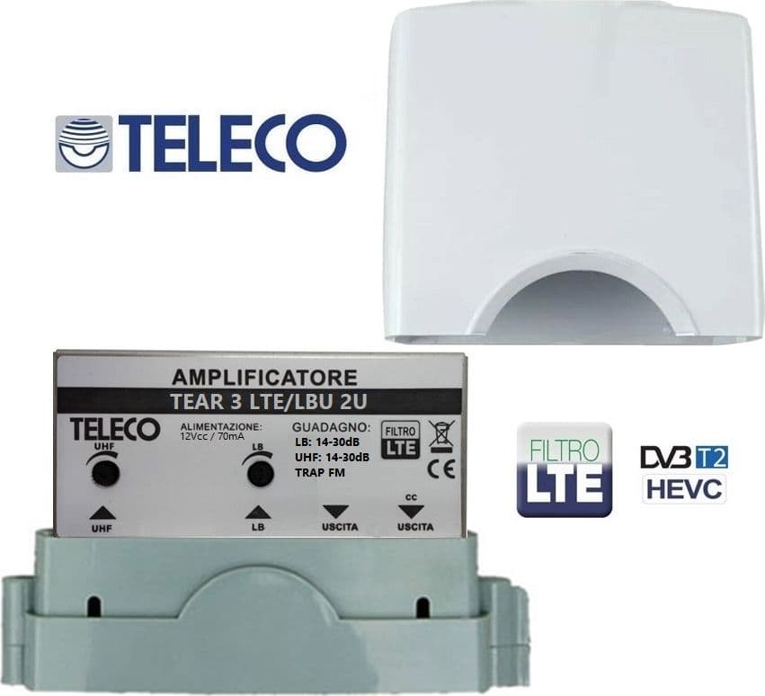 Amplificatore da palo 30DB con filtro LTE 2 Ingressi / 2 Uscite TELECO TEAR3 LTE/LBU 2U 