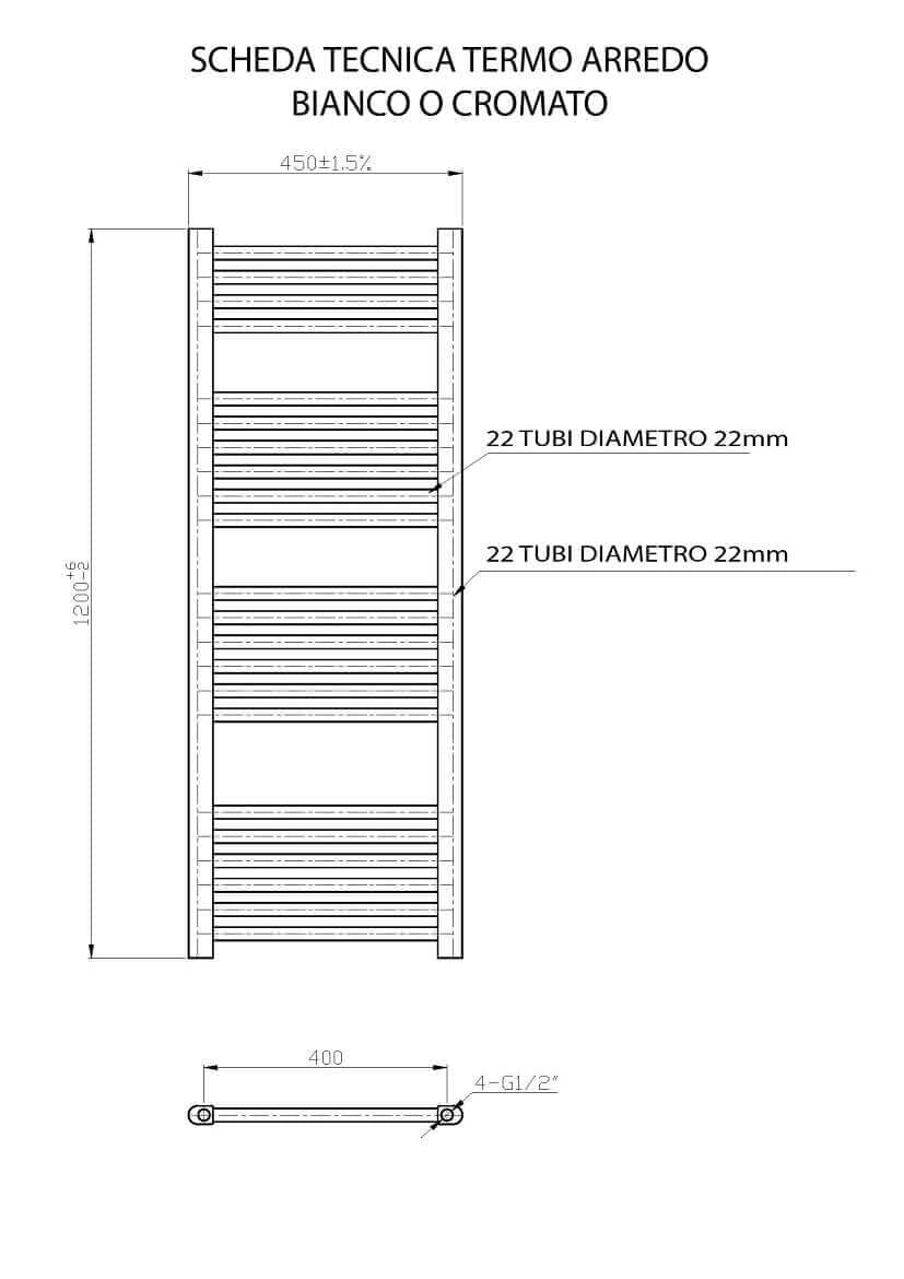 Termoarredo Scaldasalviette Bagno cm 150x45