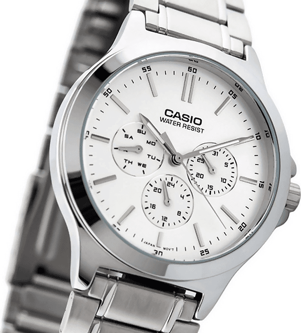 orologio casio da uomo , MTP-V300D-7A, movimento al quarzo, cronografo, movimento al quarzo, quadrante bianco-argento in Orologi da polso Loweconomy - Marineo, commercioVirtuoso.it