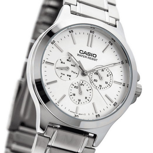 orologio casio da uomo , MTP-V300D-7A, movimento al quarzo, cronografo, movimento al quarzo, quadrante bianco-argento in Orologi da polso Loweconomy - Marineo, commercioVirtuoso.it