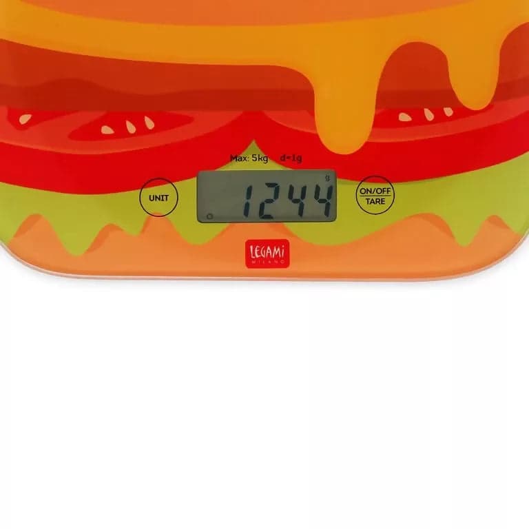 Legami - Bilancia da Cucina Digitale a tema Hamburger in Cesti regalo con pane e prodotti da forno Cartoleria Deja Vu - Crotone, commercioVirtuoso.it