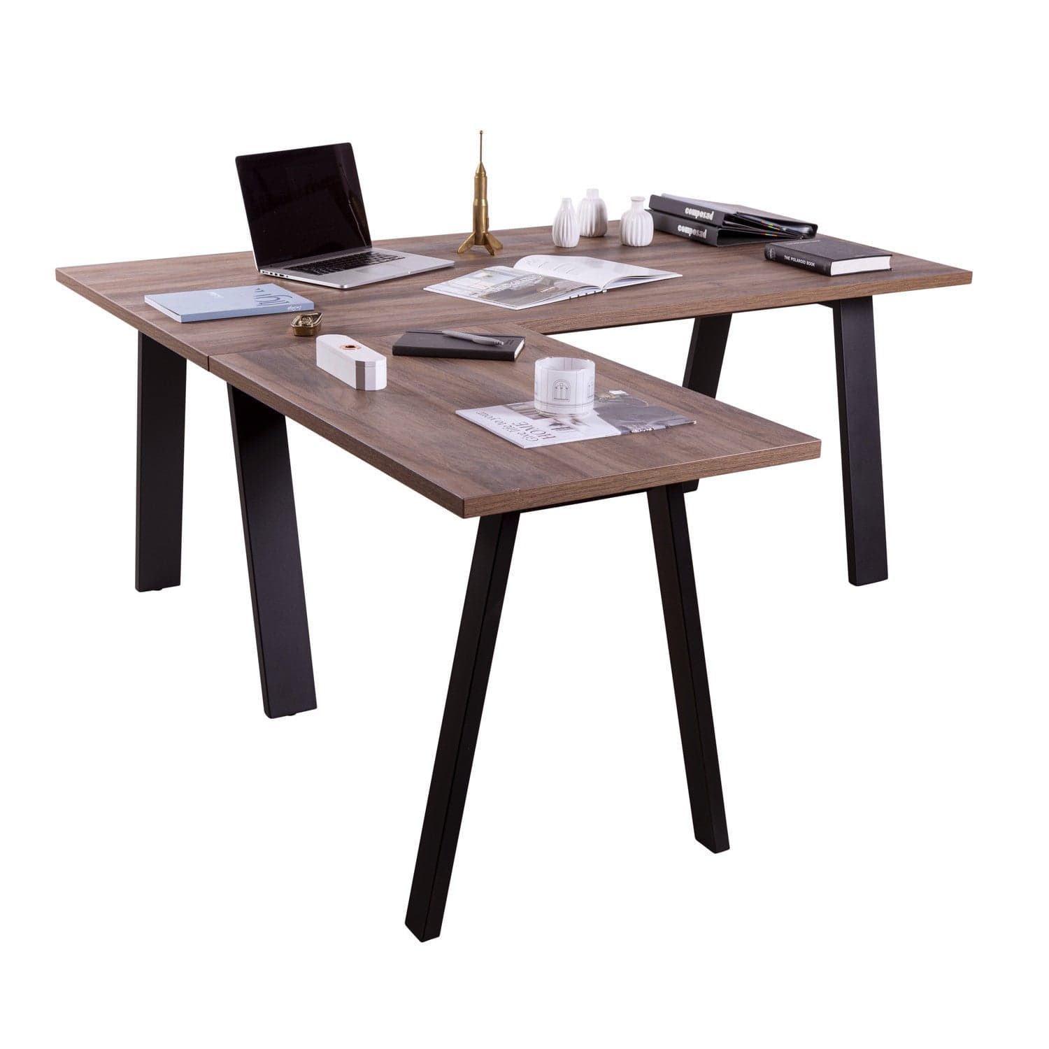 Scrivania Angolare presidenziale da ufficio con piedi in acciaio 240 x 180 cm in Postazioni di lavoro per computer Decor Space - Altamura, commercioVirtuoso.it
