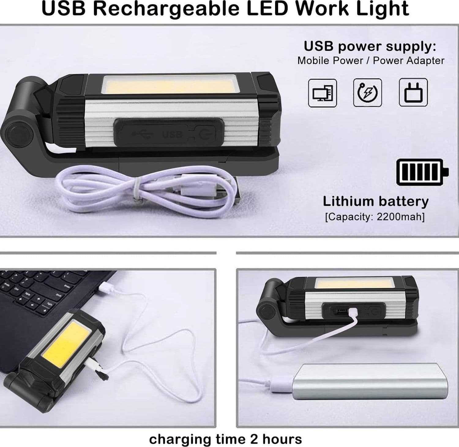 Torcia COB Lampada da lavoro LED batteria 360° girevole pieghevole per auto riparazioni magnetica alta potenza in Lampade di ispezione Solgeny - Besate, commercioVirtuoso.it
