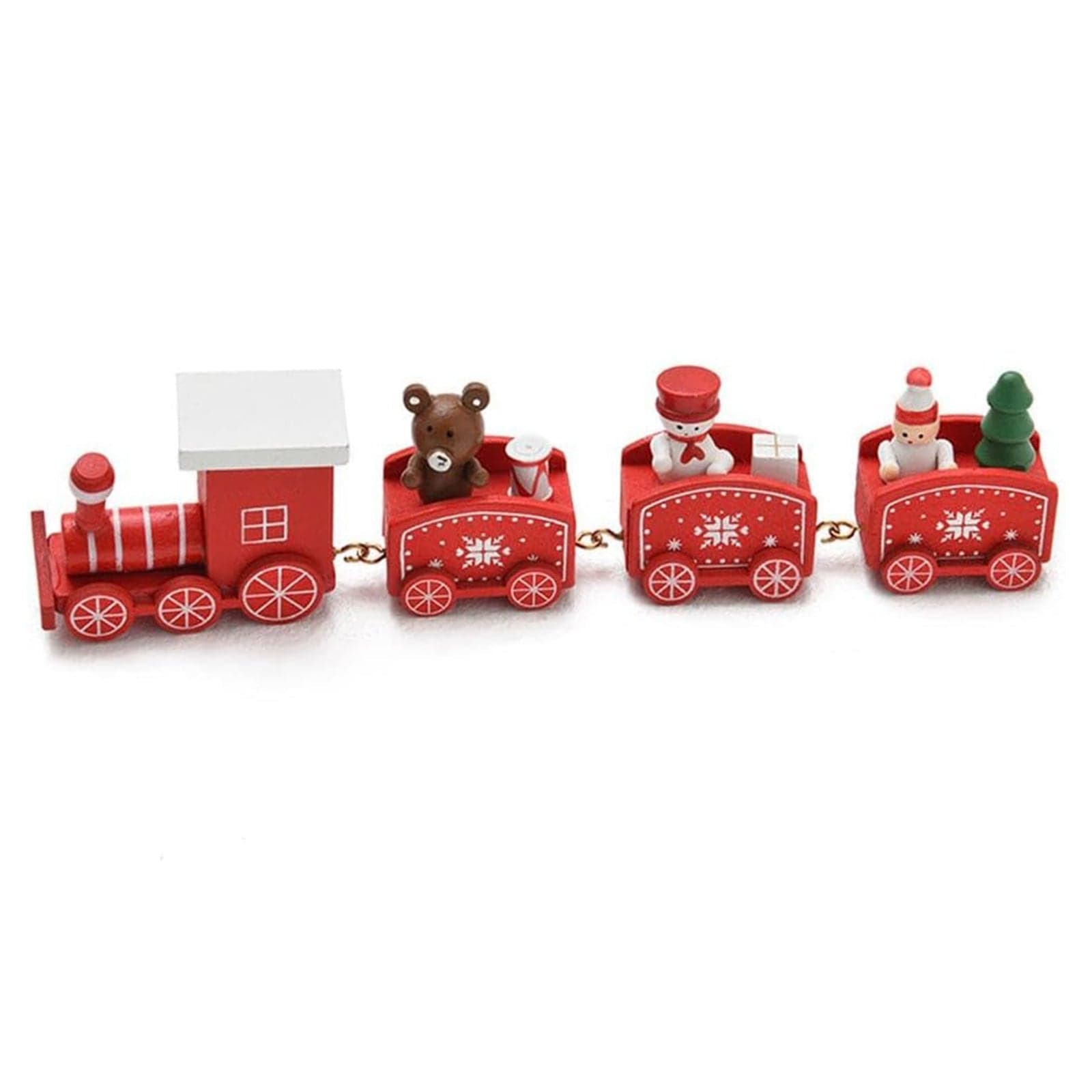 Trenino decorativo natalizio con 3 vagoni in legno per decorazioni natalizie - 7