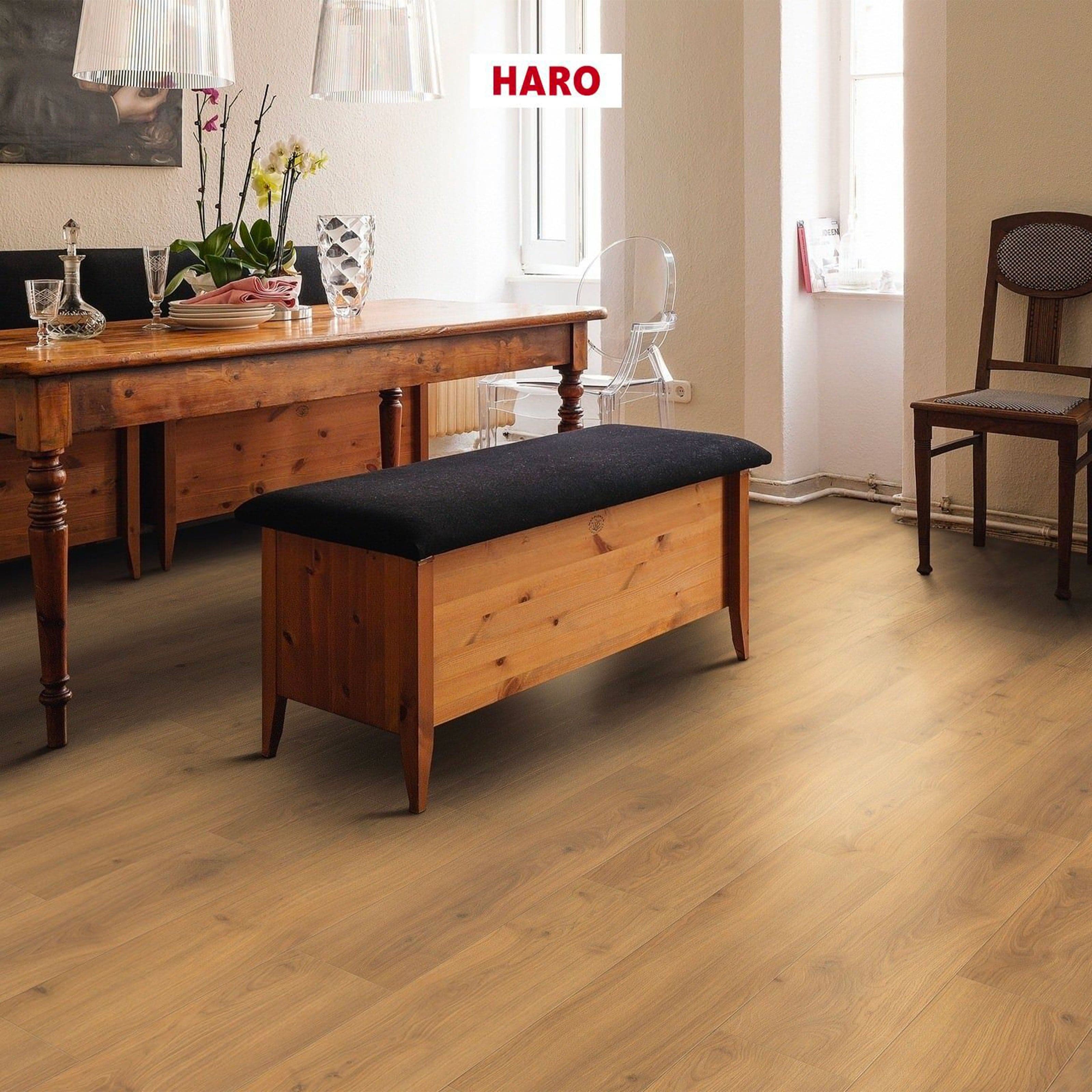 € 18.99 al mq ***PROMO*** bancali da 102,96mq di LAMINATO HARO Tritty 100 (fascia altissima) 8x193x1282 AC4 ROVERE EMILIA HONIG in Strumenti di marcatura Eternal Parquet - Ariano Irpino, commercioVirtuoso.it
