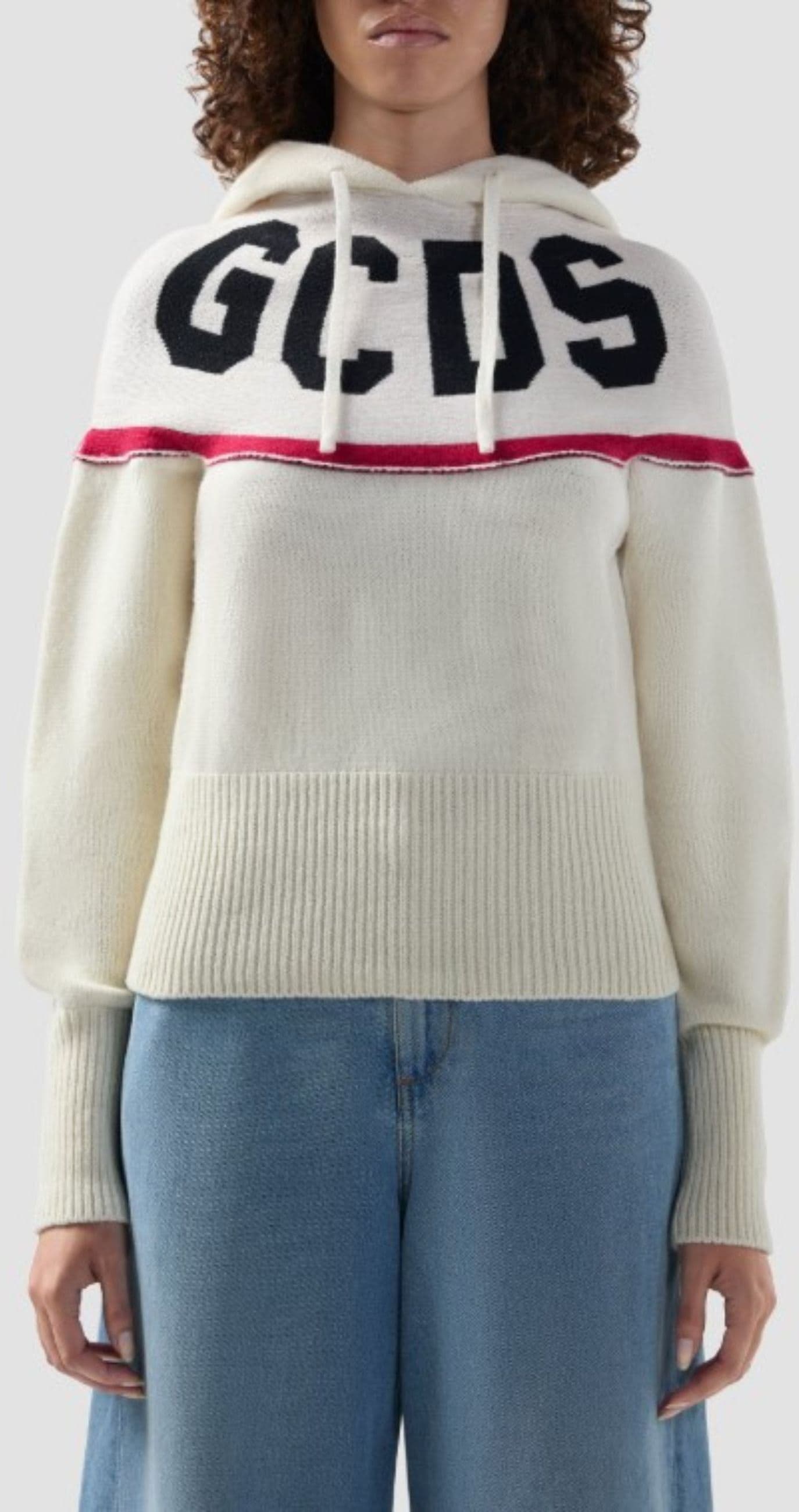 GCDS FELPA LOGO KNIT CROPPED HOODIE da donna in Felpe con cappuccio Drestige - Casamassima, commercioVirtuoso.it