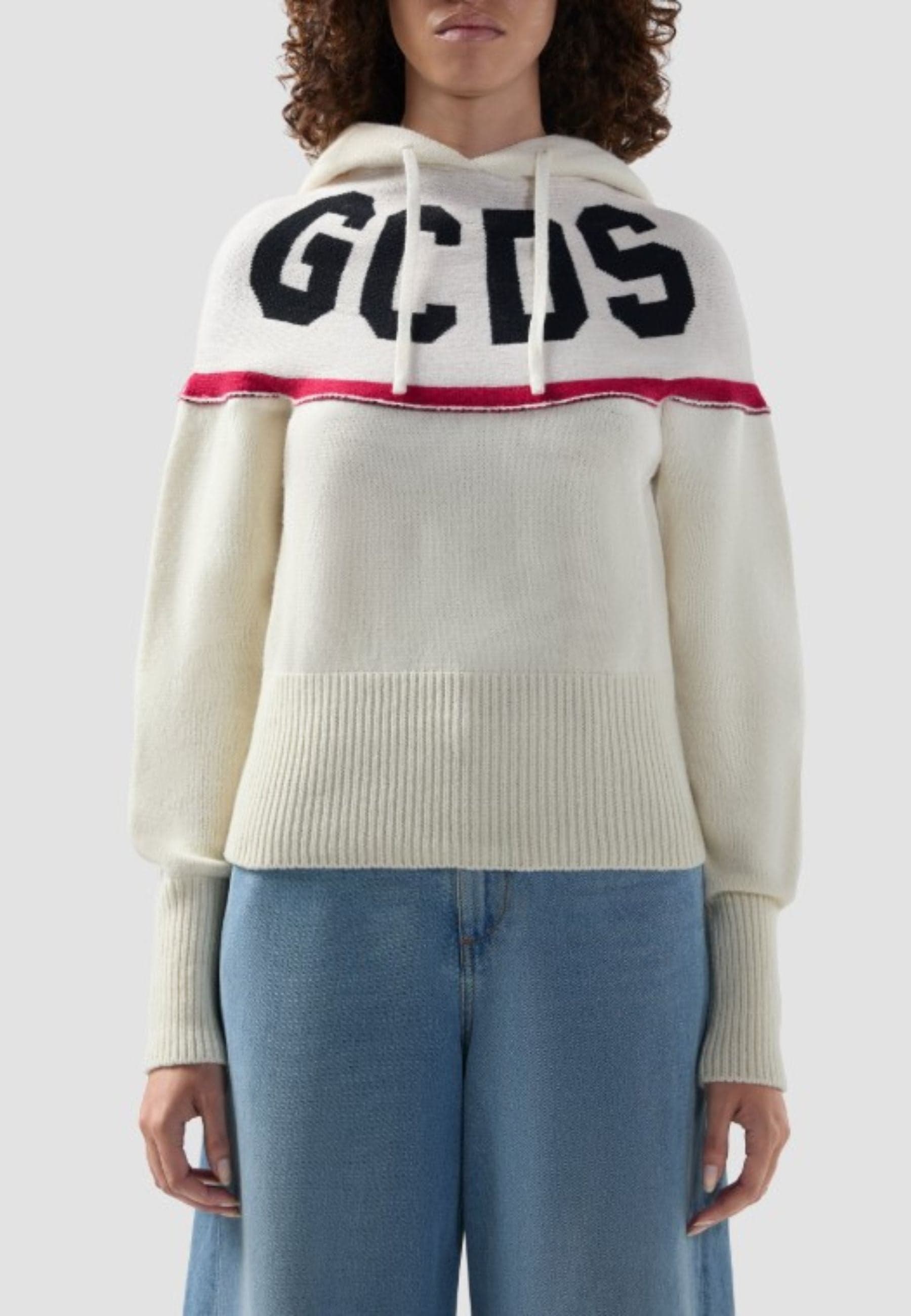 GCDS FELPA LOGO KNIT CROPPED HOODIE da donna in Felpe con cappuccio Drestige - Casamassima, commercioVirtuoso.it