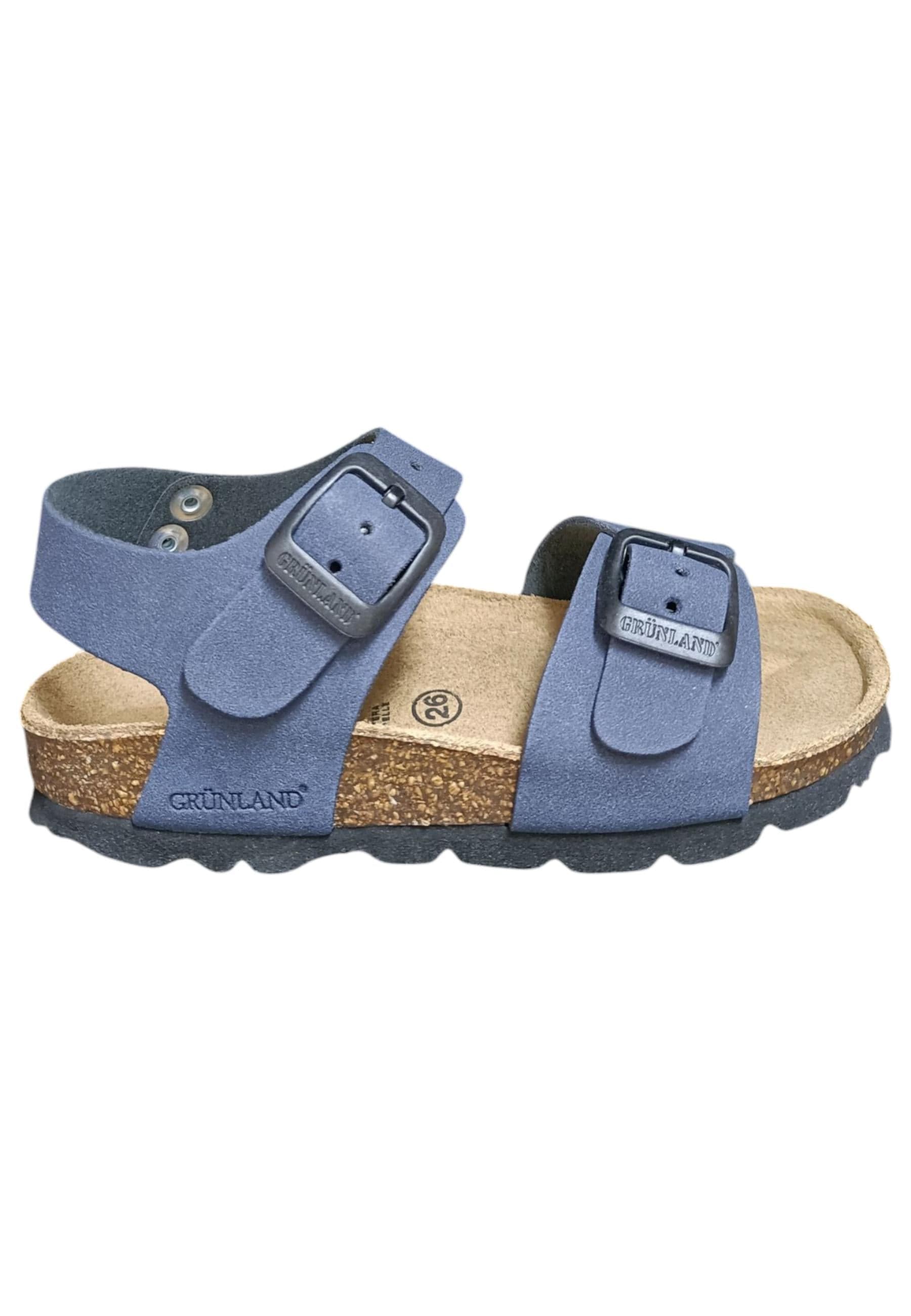 Sandalo bambino Grunland Junior 0635 blu bio fibbia comfort naturale - 6