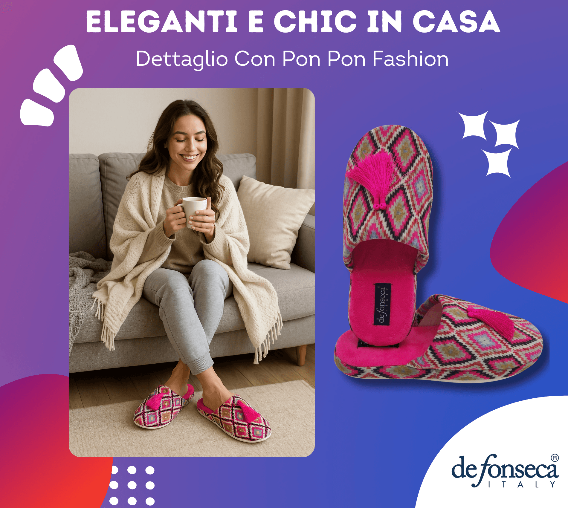 de fonseca Sissy Ciabatte Artistiche da Donna, Pantofole in Cotone, Slippers Comode e Lavabili per Casa in Infradito Primo Calzature - Venezia, commercioVirtuoso.it