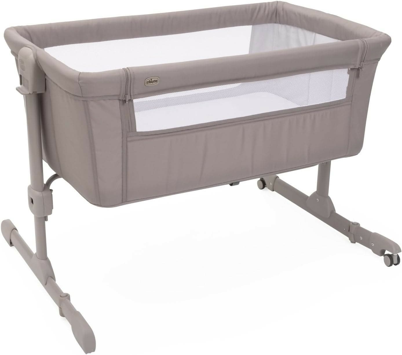 CHICCO Next2Me Essential - Culla Neonato, Compatibile Con Diversi Letti, Altezza Regolabile, Inclinabile, Buona Circolazione Dell'Aria, Materasso E Borsa Inclusi, Vari Colori Disponibili, Stone Re_Lux E Dove Re_Lux
