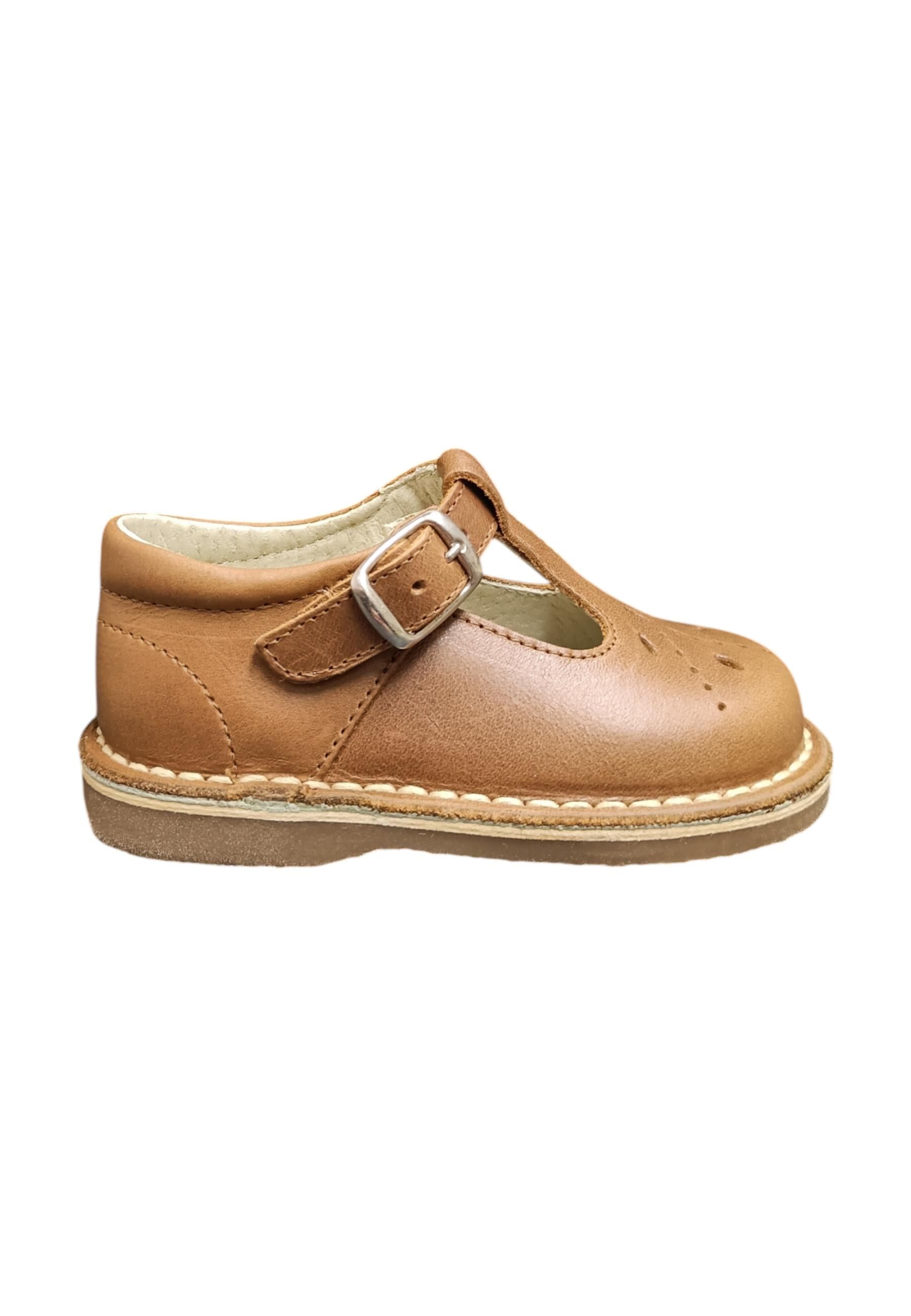 Scarpe occhi di bue-semiaperto Bambini panyno B2805  cuoio fibia - 6