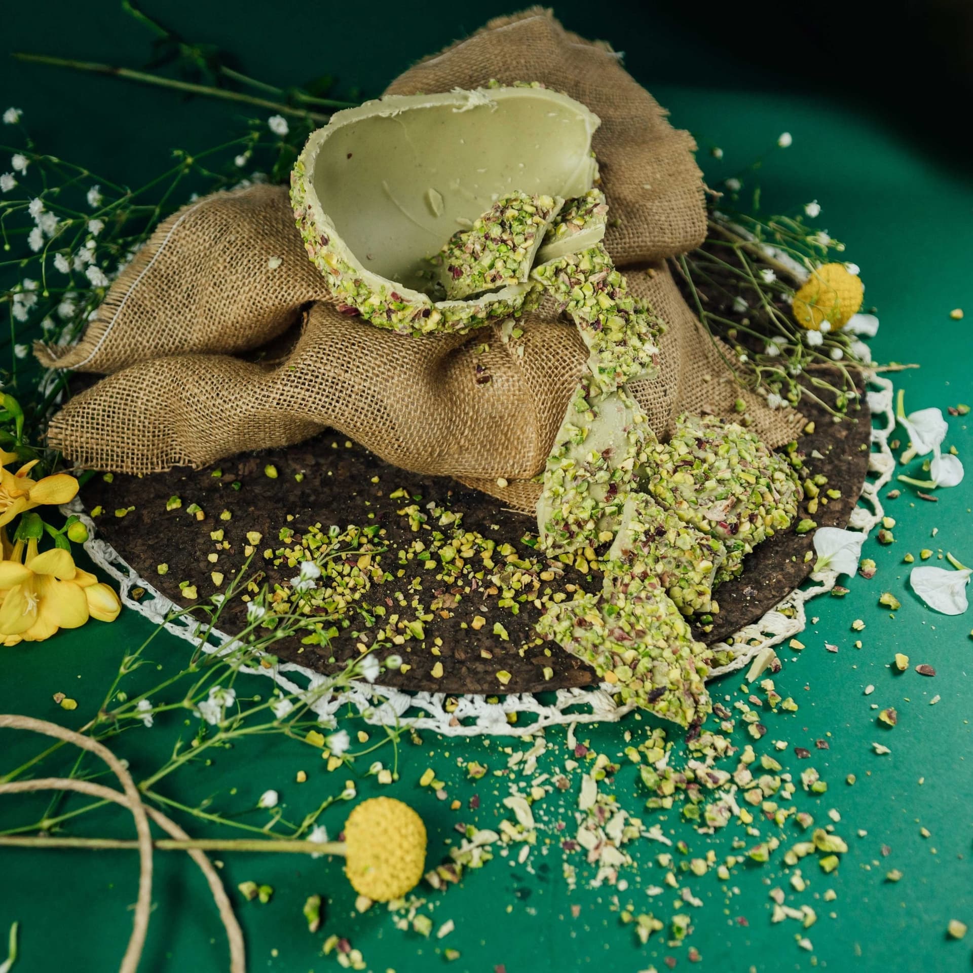 Uovo di Cioccolato Bianco al Pistacchio ricoperto da Granella di Pistacchio 300Gr. in Uova di cioccolato La Truscia Tipico Siciliano - Messina, commercioVirtuoso.it
