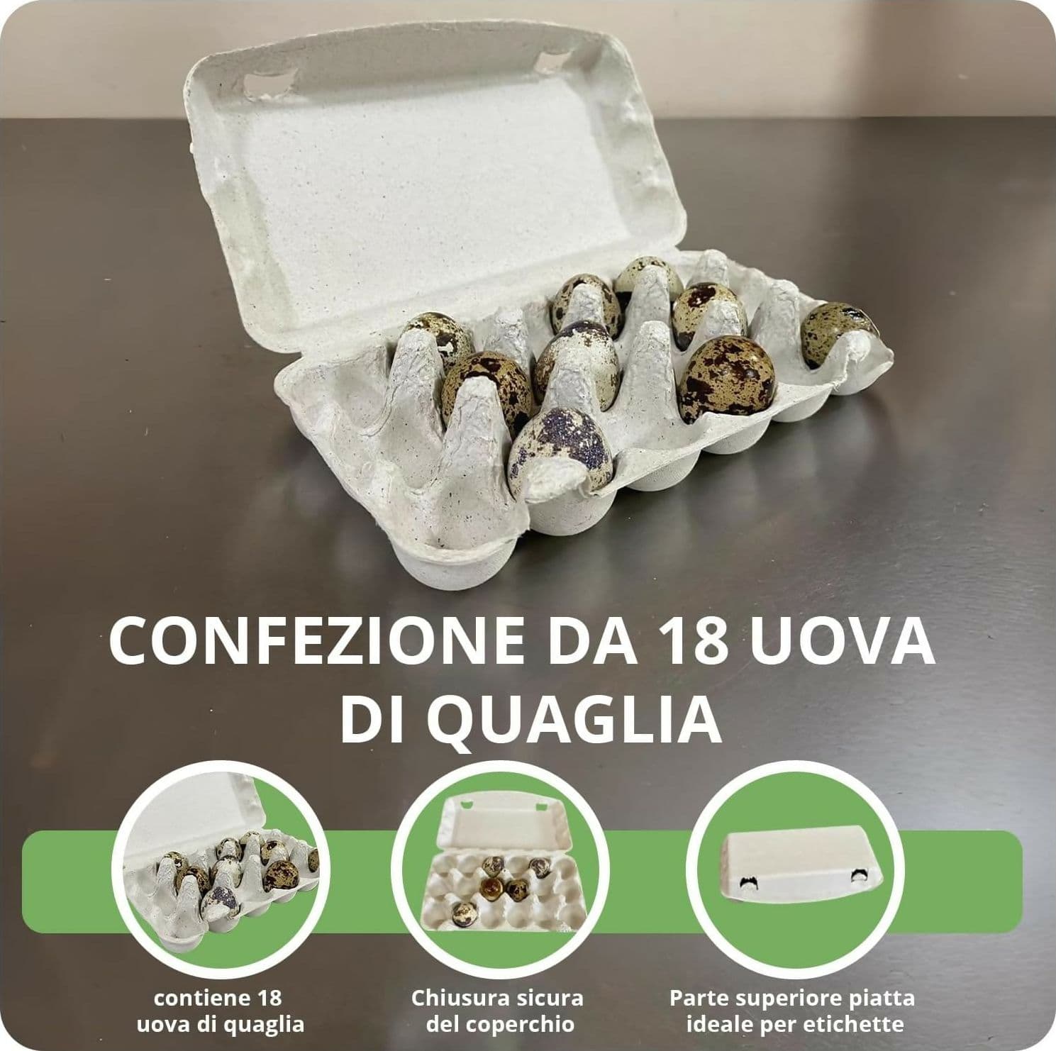 50x Confezioni da 18 Uova di Quaglia In Cartone Con Coperchio Portauova da Materiale Riciclato in Scatole e vassoi per uova Cartoniuova.it - Offida, commercioVirtuoso.it