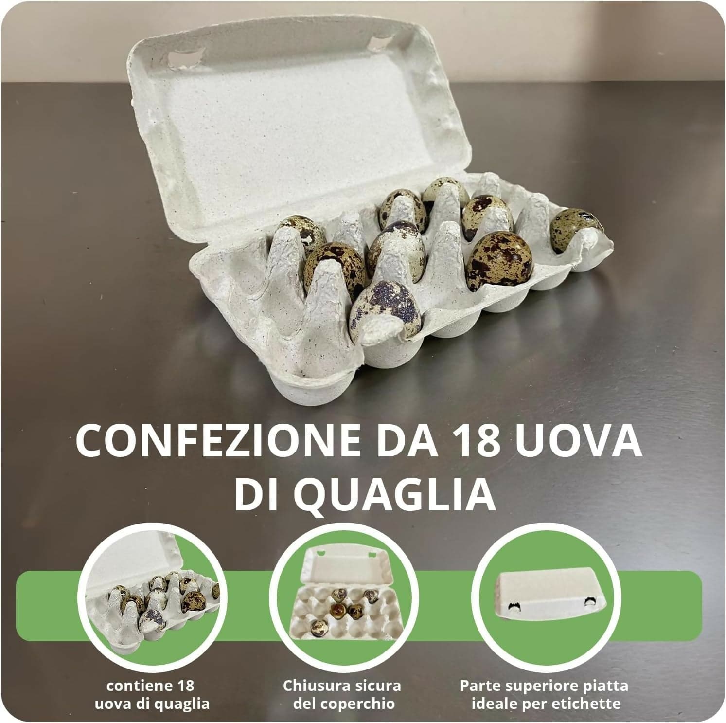 50x Confezioni da 18 Uova di Quaglia In Cartone Con Coperchio Portauova da Materiale Riciclato in Scatole e vassoi per uova Cartoniuova.it - Offida, commercioVirtuoso.it