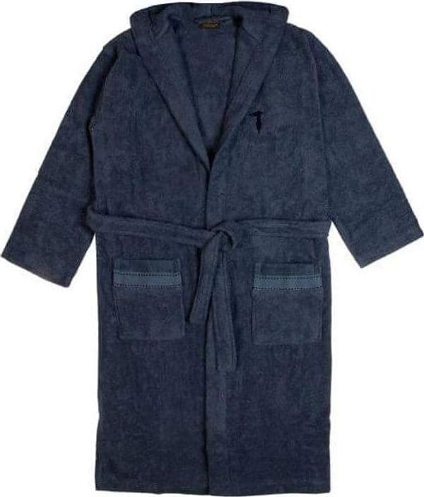 Accappatoio Trussardi Ribbon in spugna di cotone, con cappuccio, tasche e cintura, design essenziale e raffinato, Made in Italy.