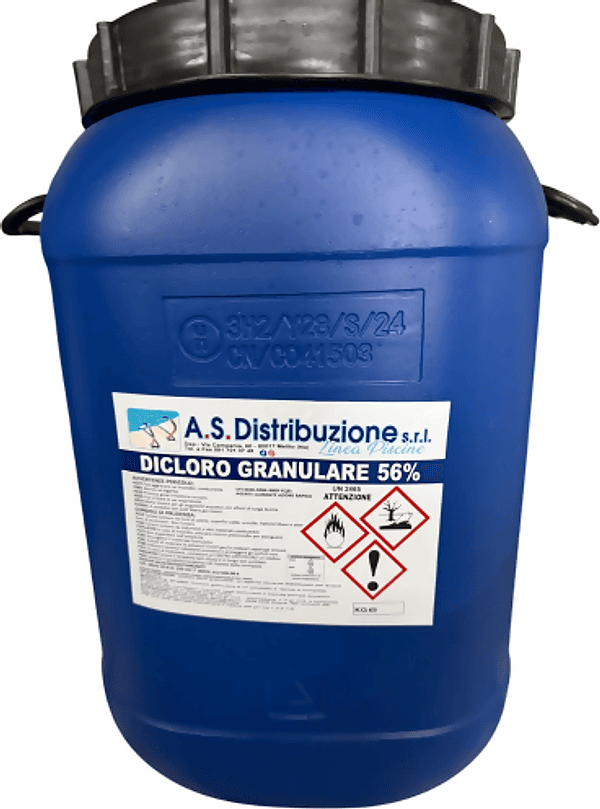 Cloro Granulare Per Piscine Confezione 25 Kg Dicloro Isocianurato 56% Per Manutenzione E Pulizia Acqua Della Piscina in Cloro Tech Service - Melito di Napoli, commercioVirtuoso.it