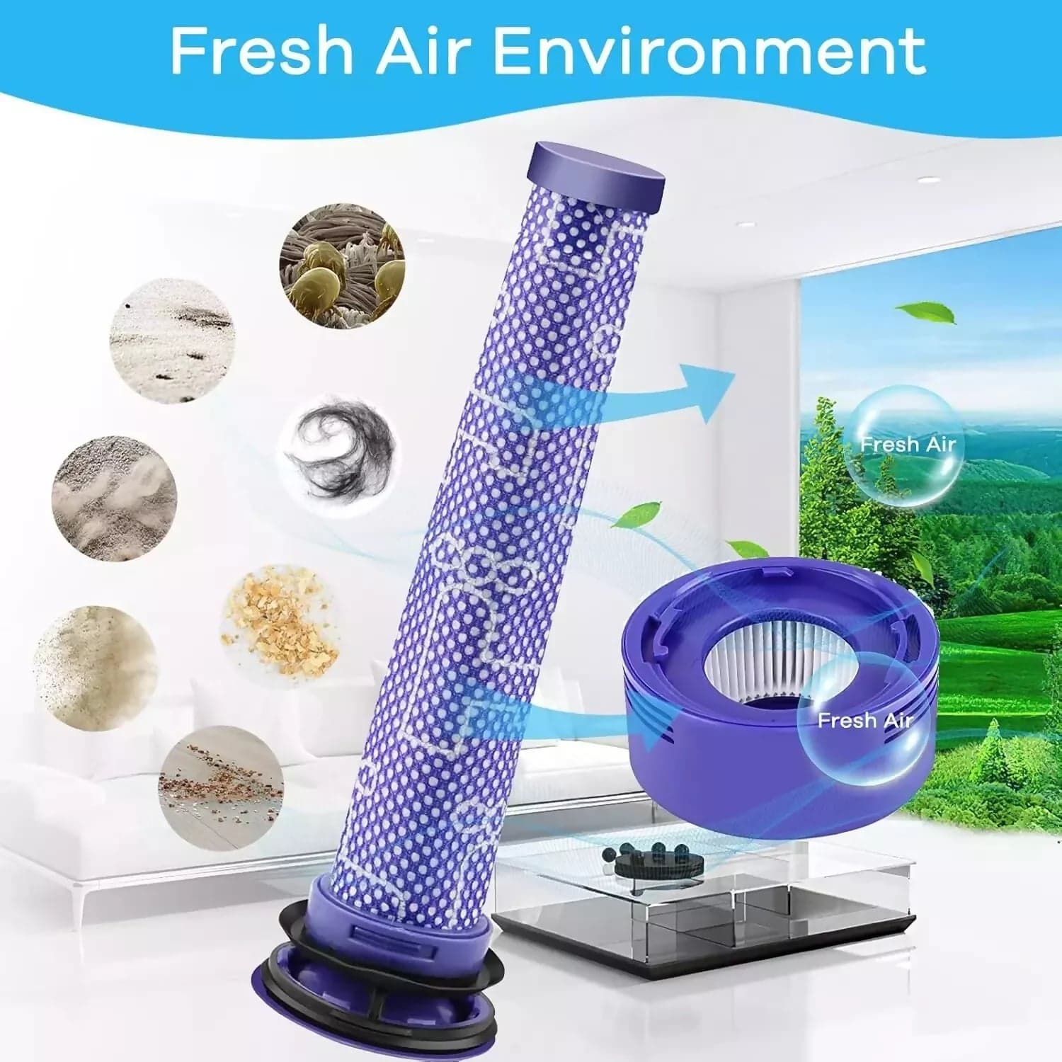 4 filtri dyson ricambio per v8-v7 compatibile filtri lavabili 3 pre-filtro e 3 h
