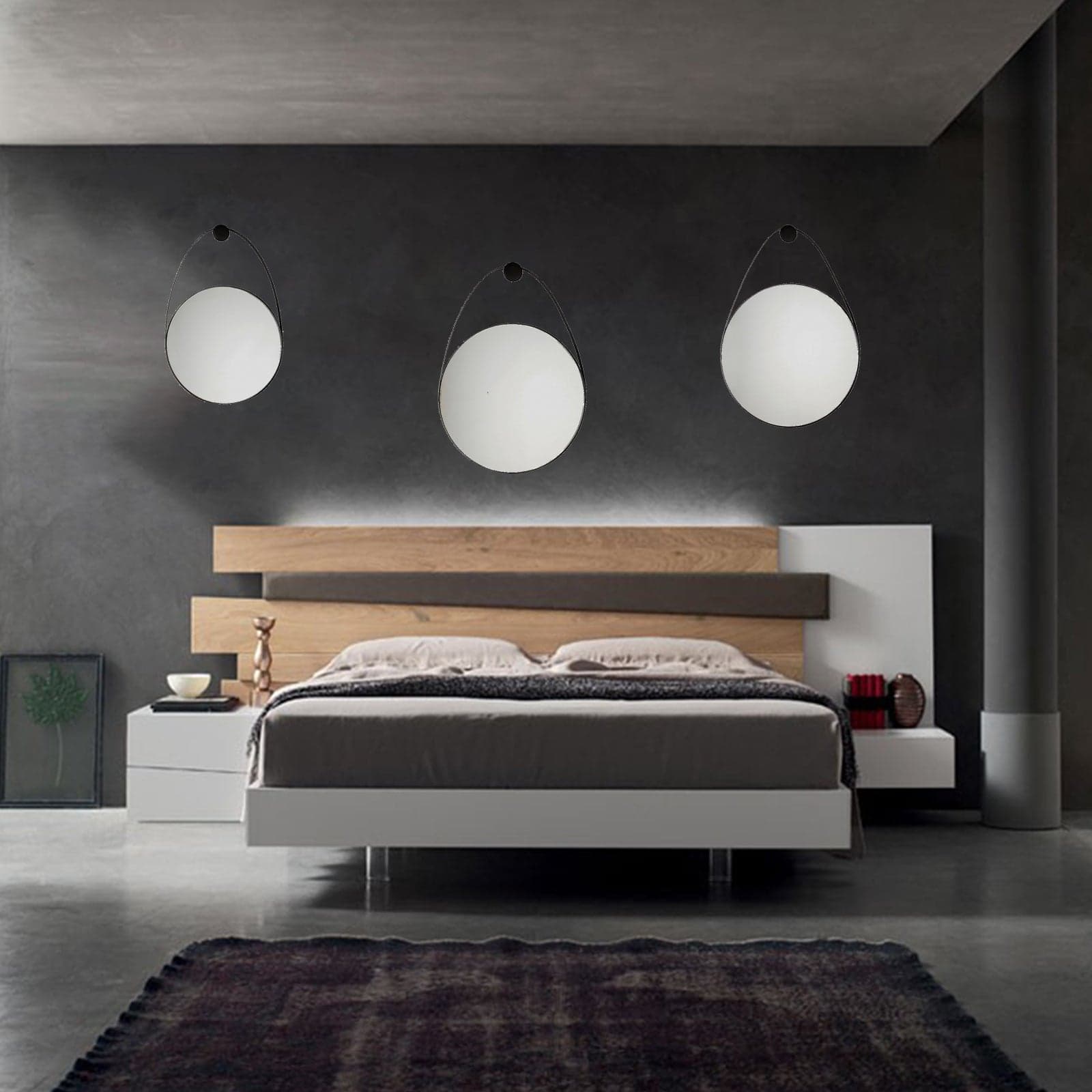 Specchio tondo "Kieran" da parete in acciaio verniciato nero per ambienti moderni in Specchi da parete Decor Space - Altamura, commercioVirtuoso.it