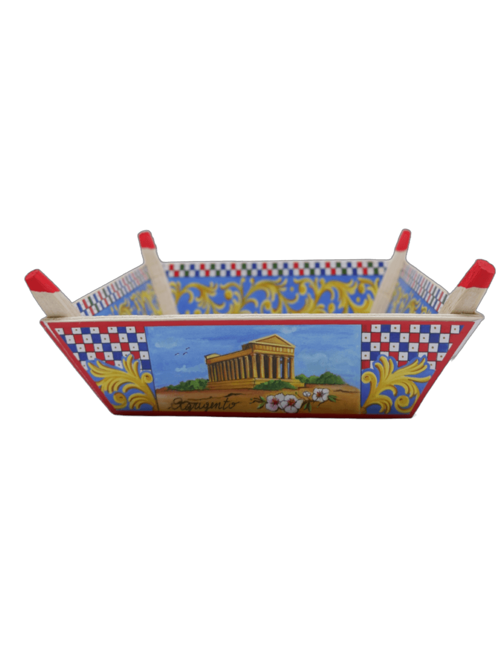 Vassoio Svuotatasche Dipinto a Mano in Legno Siciliano per Oggetti in Organizer e svuotatasche da comò Tesori Di Sicilia - Nicosia, commercioVirtuoso.it