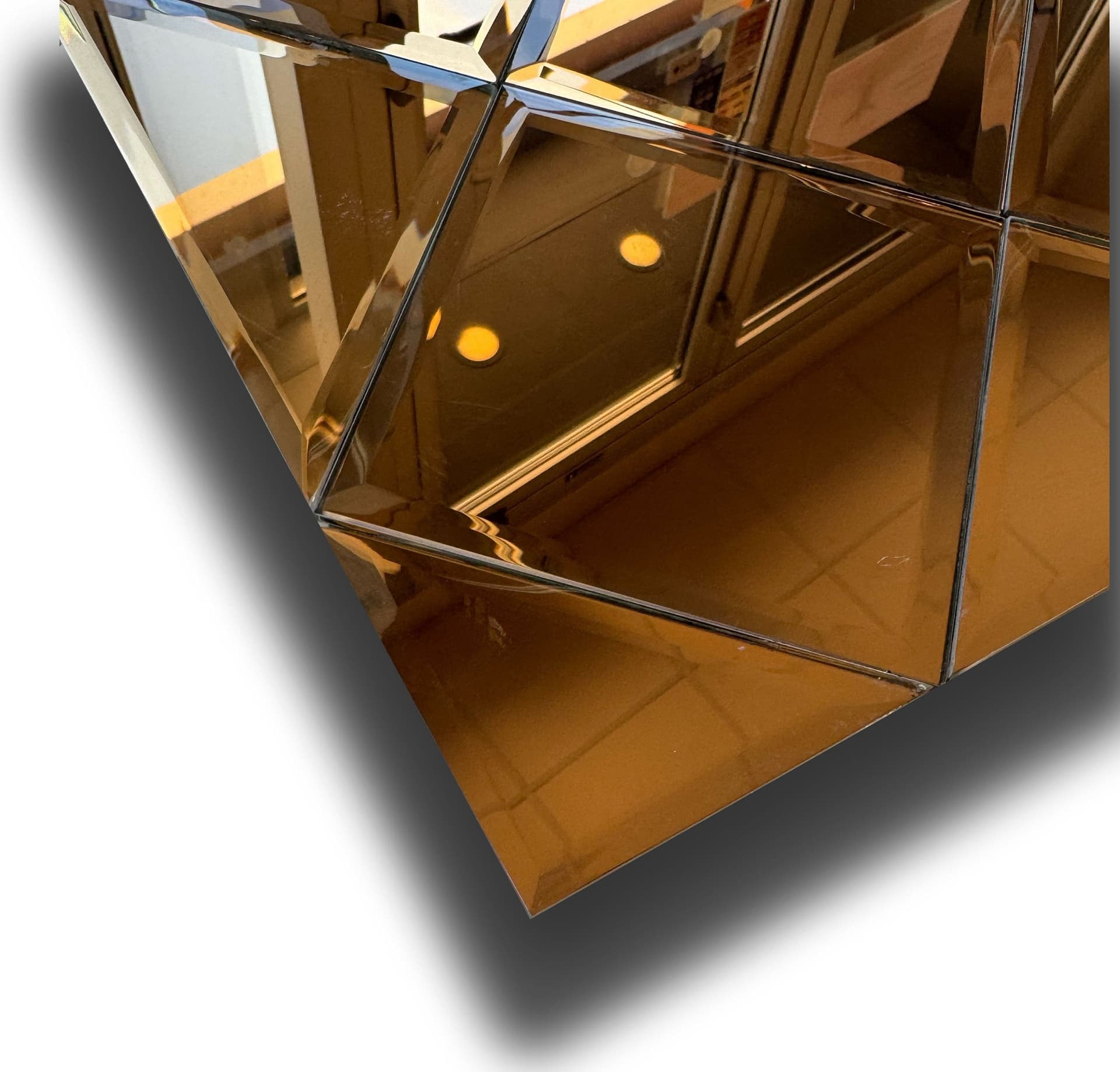 TOP di GAMMA! Piastrella autoadesiva in VETRO lucido ROMBI 30x30cm (sp. 3mm) color ORO, idrofobo. - Eternal Parquet